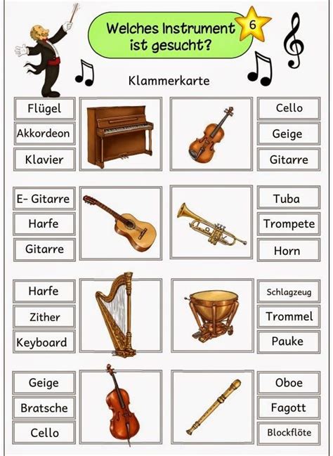 klammerkarten zur instrumentenkunde musikunterricht