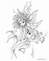 Coloring Pages Fairy Mermaid Adult Fantasy Adults Colouring Jody Designs Fairies Enchanted Bergsma Printable Mermaids Book Print Books Color Sheets sketch template