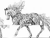 Coloring Horse Pages Zentangle Colouring Adult Color Printable Adults Horses Unicorn Patterns Therapy Animal Sheets Books Print Simple Background Children sketch template
