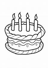 Cake Birthday Coloring Drawing Candle Candles Pages Four Simple Color Printable Colouring Drawings Template Netart Happy Print Getcolorings Getdrawings Clipartmag sketch template