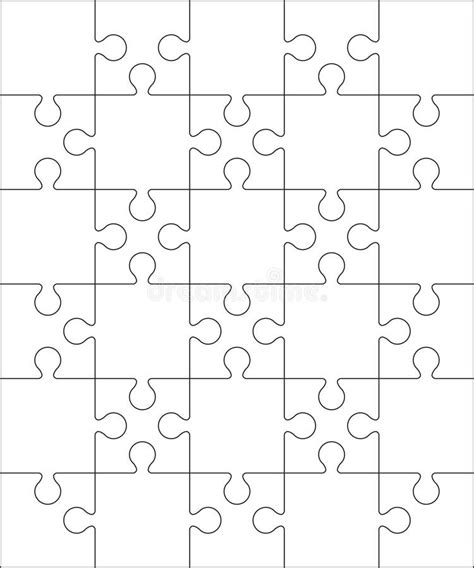jigsaw puzzle blank template  cutting guidelines stock vector