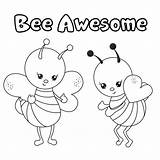 Coloring Bee Awesome Bees Cute Color Pages Bumblebee sketch template