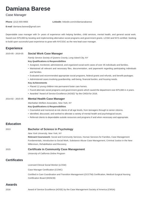 case manager resume  template minimo resume examples case