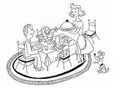 Dinner Family Coloring Coloringcrew sketch template