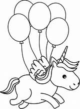Unicorn Licorne Ballons Airs Dans Balloon Baloon Coloringonly sketch template