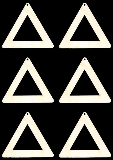 triangle outline shape natural craft wood cutout earring