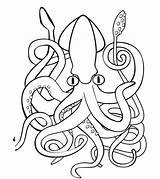 Squid Coloring Giant Pages Cute sketch template