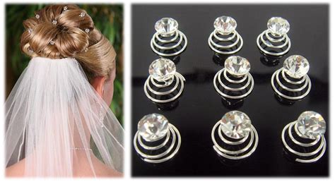 24 Spiral Twist Base Hair Pins Rhinestones Crystal Diamante Wedding