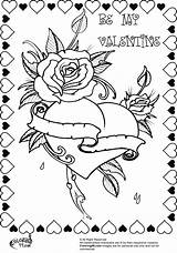 Valentine Coloring Pages Rose Heart Roses Valentines Printable Adults Beautiful sketch template