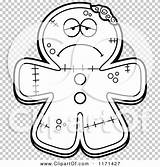 Gingerbread Zombie Depressed Mascot Outlined Coloring Clipart Cartoon Vector Thoman Cory sketch template