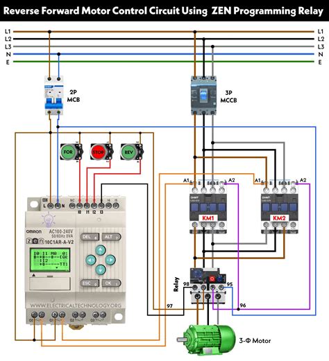 reverse  motor control circuit  zen plc relay