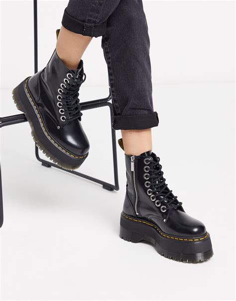 dr martens leather jadon max chunky flatform boots  black lyst