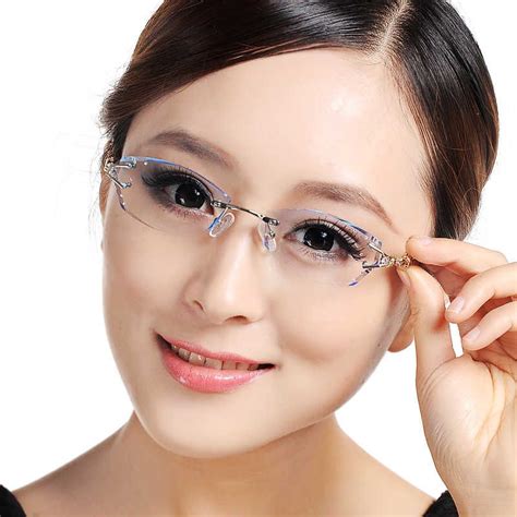 Fashion Rimless Glasses Women Anti Blue Light Optical Glasses