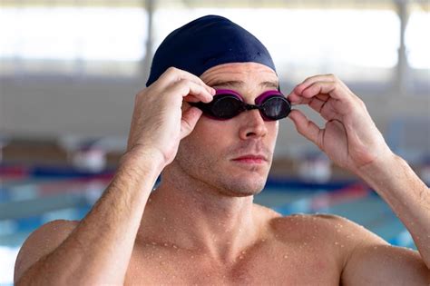 Premium Photo Front View Close Up Of Caucasian Male Swimmer At