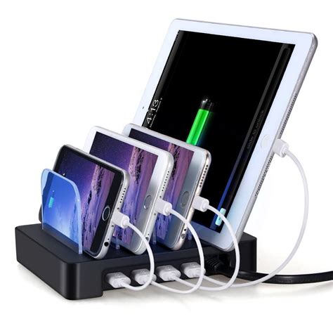 ports usb hub universal multi device charging station fast charger