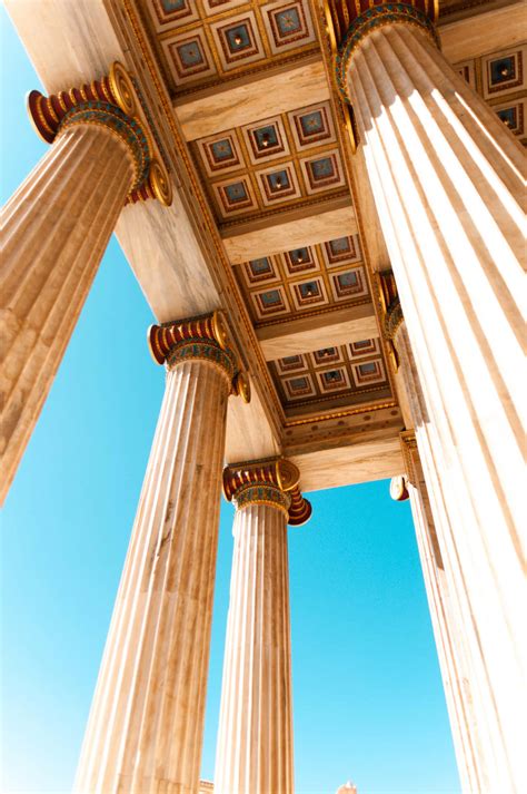 Download Greek Athens Pillar Low Angle Wallpaper