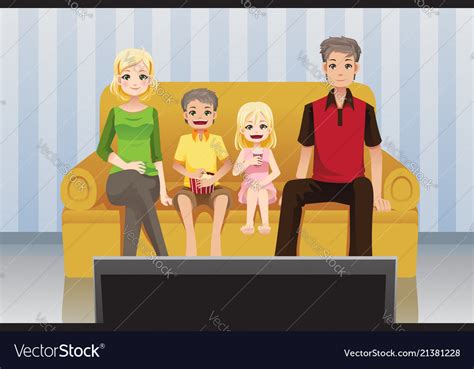 family watching movies  home royalty  vector image