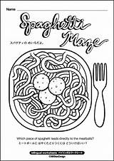 Spaghetti Coloring Pastel Cocinero sketch template