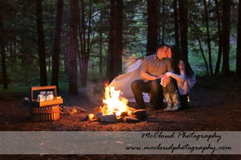 campfire smores and camping engagement photo session campfires