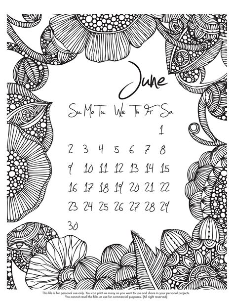 happy coloring monday click  link    june calendar