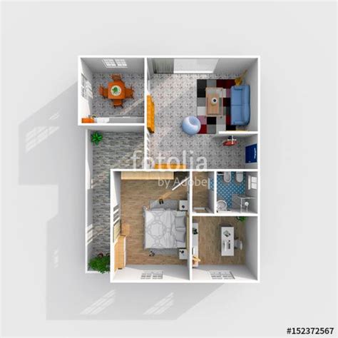 interior rendering  furnished home apartment progettazione  interni illustration