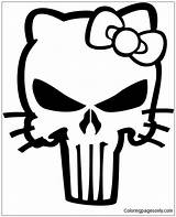 Kitty Hello Pages Death Skull Coloring Punisher Color Online sketch template