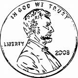 Cent Drawing Penny Lincoln Head Abraham Silhouette Getdrawings Publicdomainpictures sketch template