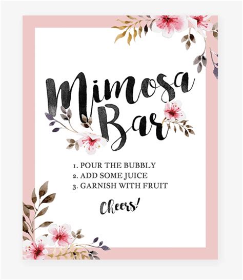 printable mimosa bar sign template  printable templates