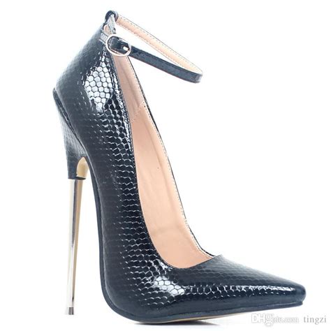sexy 18cm 7inch stiletto sharp toe ankle wrap high heel women pumps