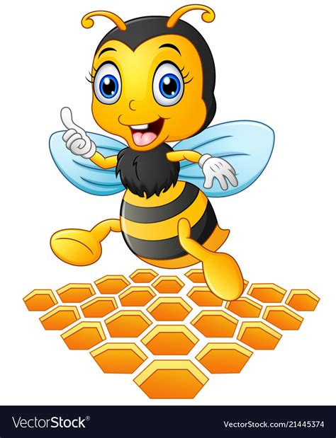 Smiling Cartoon Bee With A Honeycomb Royalty Free Vector
