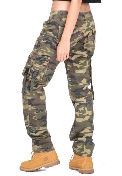 ladies womens army military green camouflage cargo pants jeans combat