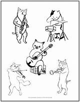 Cats Saxophone Trumpet Violin Five sketch template