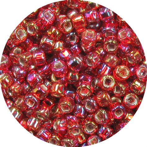 6 0 Japanese Seed Bead Silver Lined Ruby Ab Garden Of Beadin