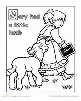 Lamb Mary Had Little Coloring Nursery Rhymes Preschool Pages Worksheet Rhyme Crafts Kids Worksheets Activities Colouring Rhyming Party Education Board sketch template