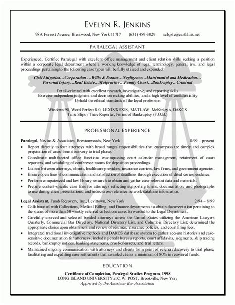 paralegal resume  sample resume
