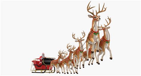 santa claus reindeer flying  turbosquid