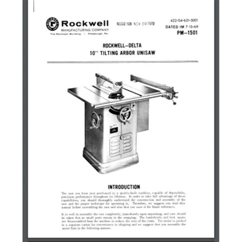 rockwell delta   tilting arbor table   owner parts manual  pgs  picclick uk