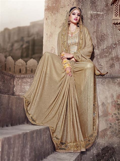 Buy Aishwarya Rai Net With Embroidary Golden Saree Designer Beige Net