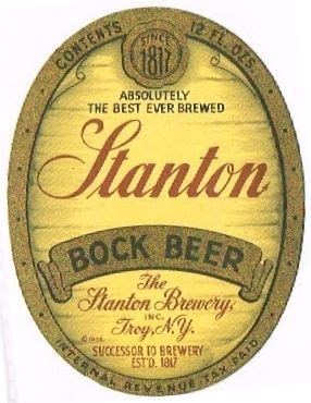 stanton brewery bock  beer label brewery beer signs