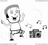 Dancing Boy Music Cartoon Clipart Coloring Happy Thoman Cory Outlined Vector Royalty Clipartof sketch template