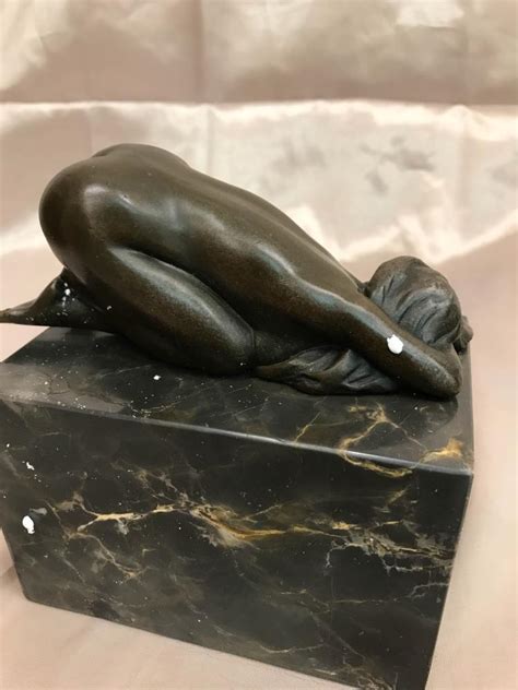 Bronze Statue Of Nude Woman Bending Over