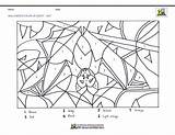 Halloween Color Number Worksheets Coloring Math Colouring Bat Printable Worksheet Pages Addition Calculated Christmas Pdf Maths Version sketch template