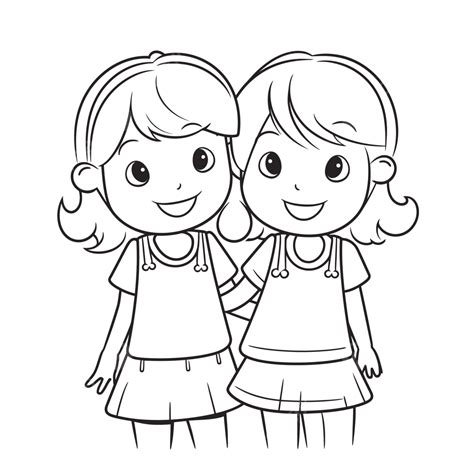 girls coloring page outline sketch drawing vector bestie