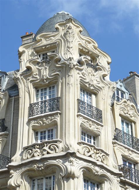 building art nouveau facade   building  paris france    rarchitecture