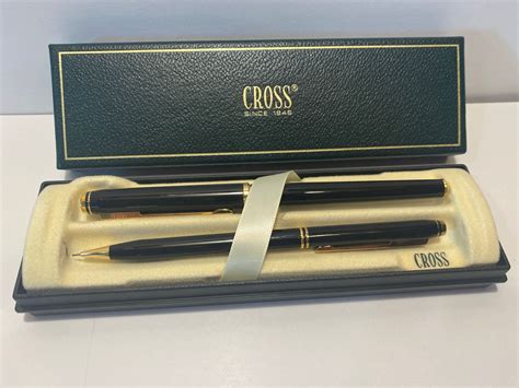 vintage cross   pencil set black  gold simply etsy