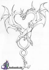 Dragon Heart Coloring Pages Tattoo Dragons Drawing Drawings Printable Draw Mythical Colouring Choose Board Adult sketch template
