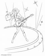 Barbie Rock Coloring Pages Printable Guitar Colouring Girls Royals Girl Print sketch template