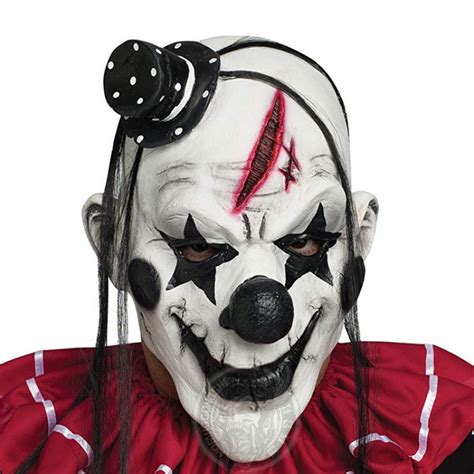 Deluxe Scary Clown Mask Adult Latex Ugly Halloween Mask White Hair