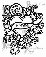 Mom Coloring Tattoo Mother Mothers Print Pages Happy Printable Doodle Sheet Hard Instant Style Inspired Zentangle Etsy Drawings Choose Board sketch template