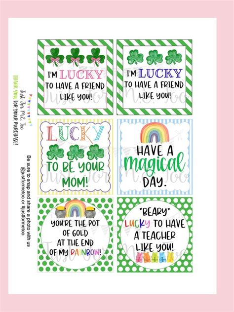 st patricks day printable tags instant  friend etsy
